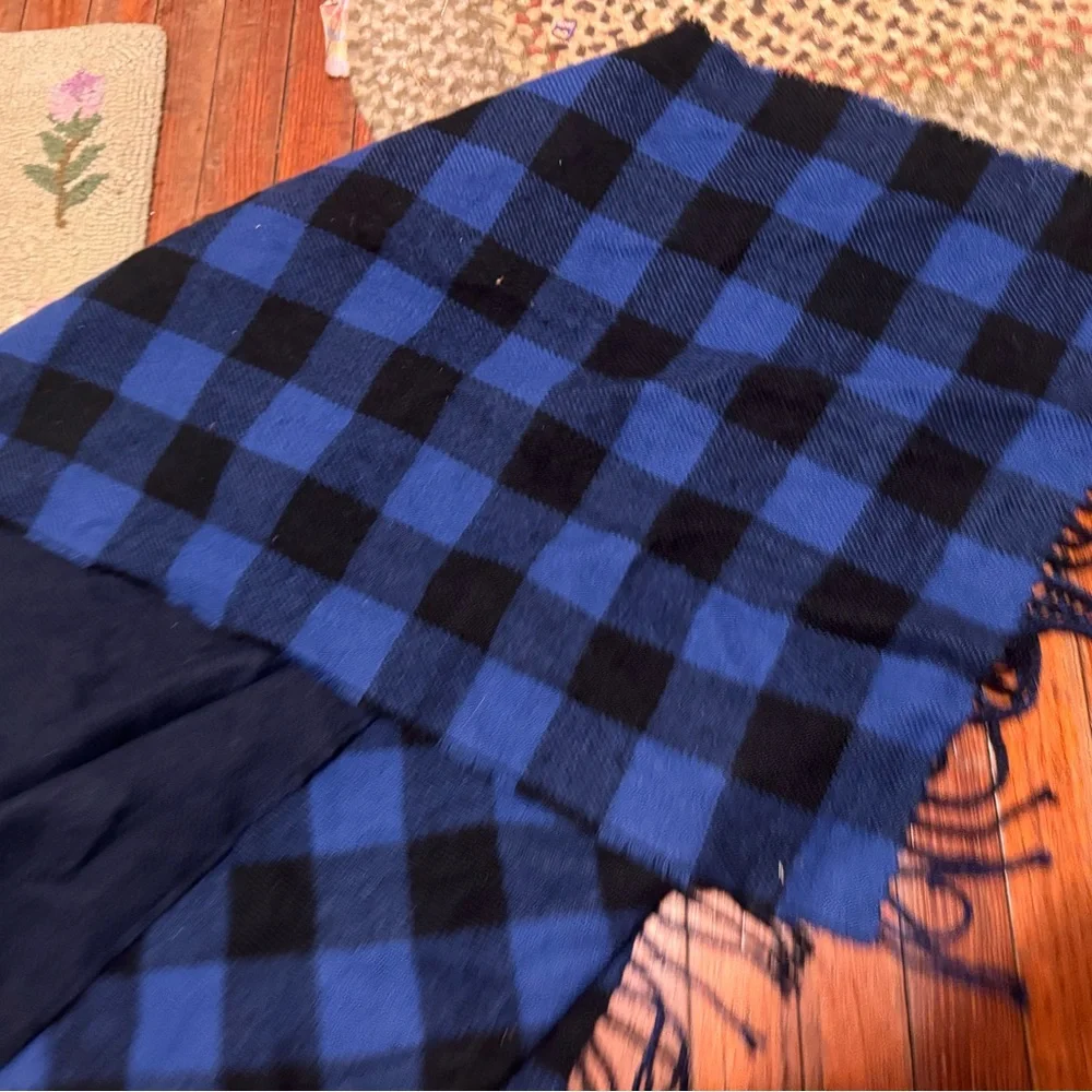 Chic Nation Blue and Black Plaid Scarf